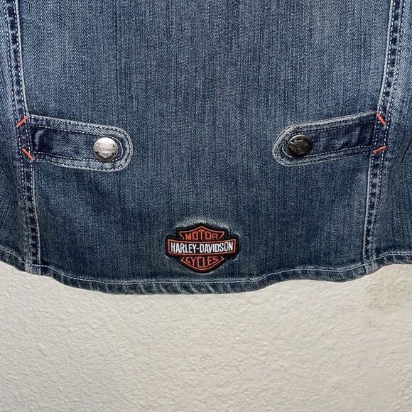 Harley Davidson Jean Vest Biker Patches Trucker - Picture 7 of 9